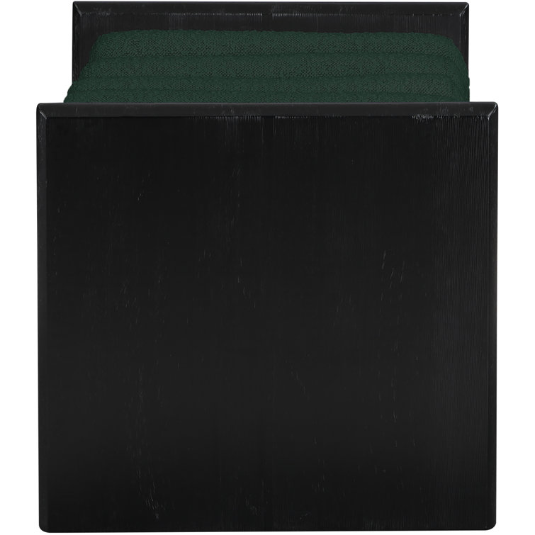 Green Boucle Fabric and Black Wood Bench