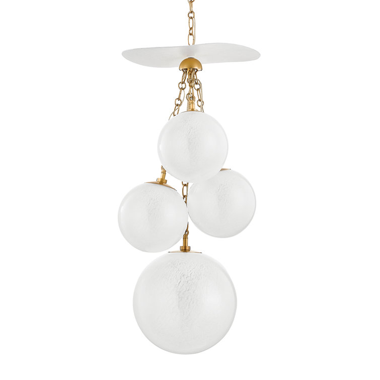 Vintage Brass and Glass 4-Light Globe Pendant