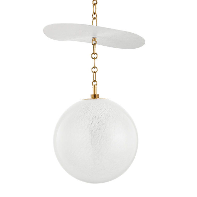 Vintage Brass and Glass Globe Pendant Light