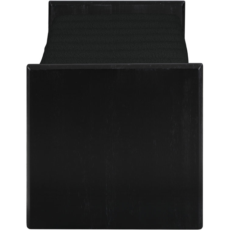 Black Boucle Fabric and Rubber Wood Bench