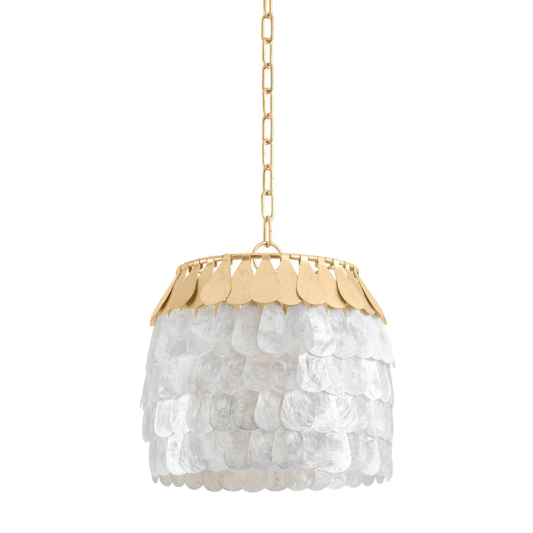 Vintage Gold Leaf Capiz Shell Pendant Light