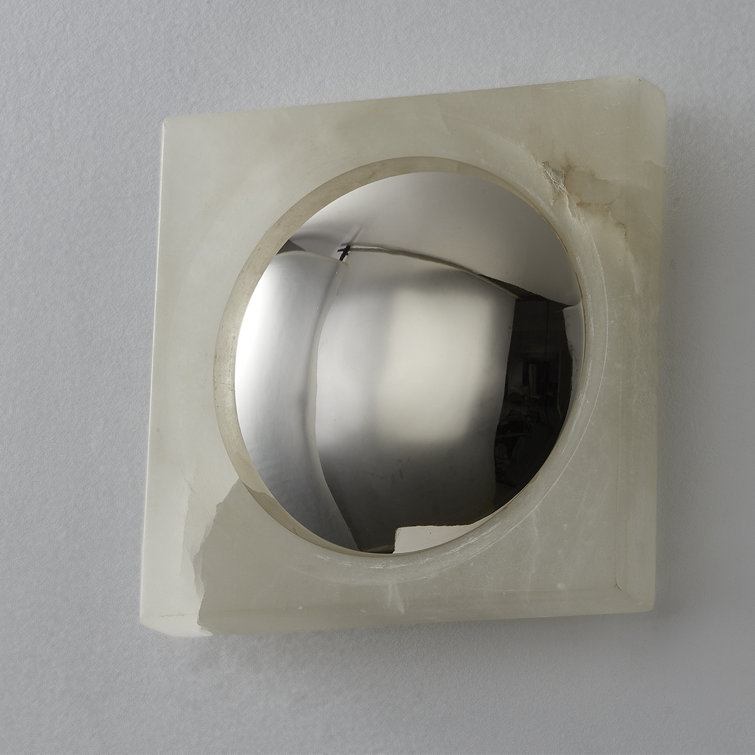 Burnished Nickel Square LED Sconce with Brass Shade