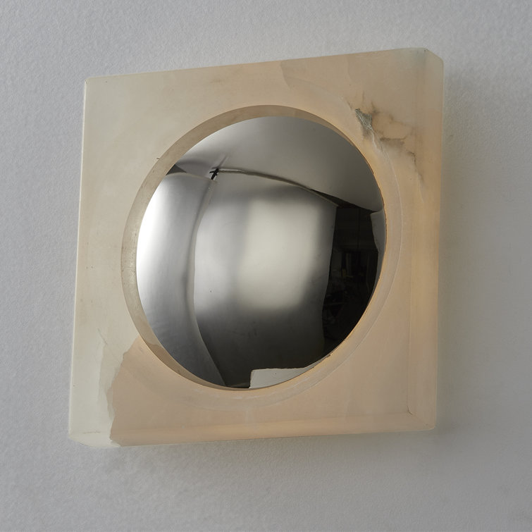 Burnished Nickel Square LED Sconce with Brass Shade