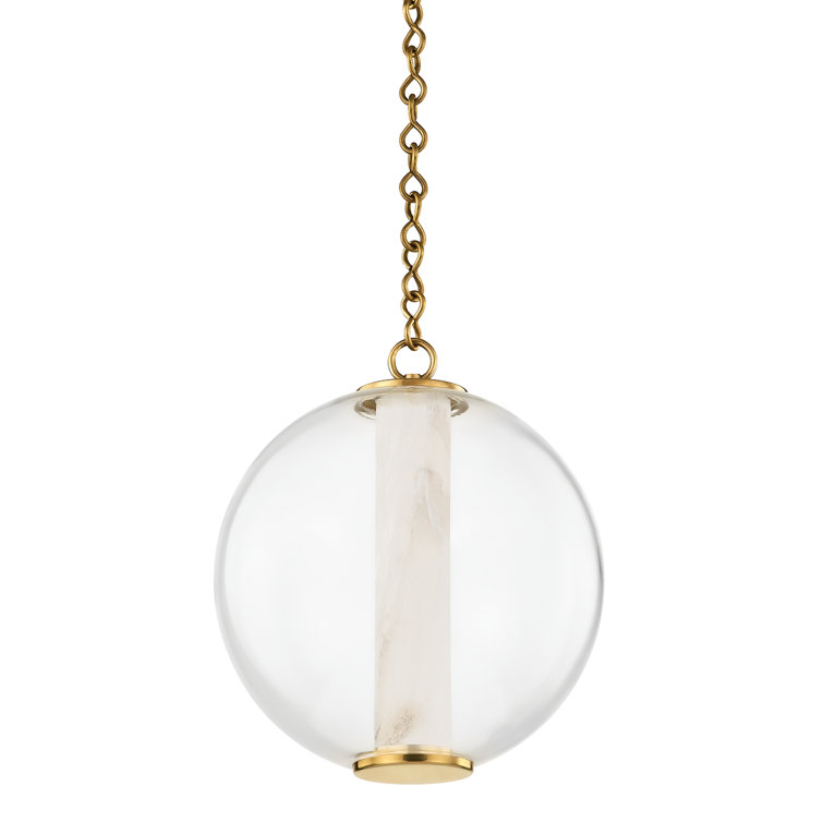 Vintage Brass Pietra Globe Pendant with Alabaster Shade