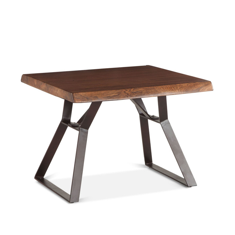 Walnut and Iron Industrial Rectangular End Table