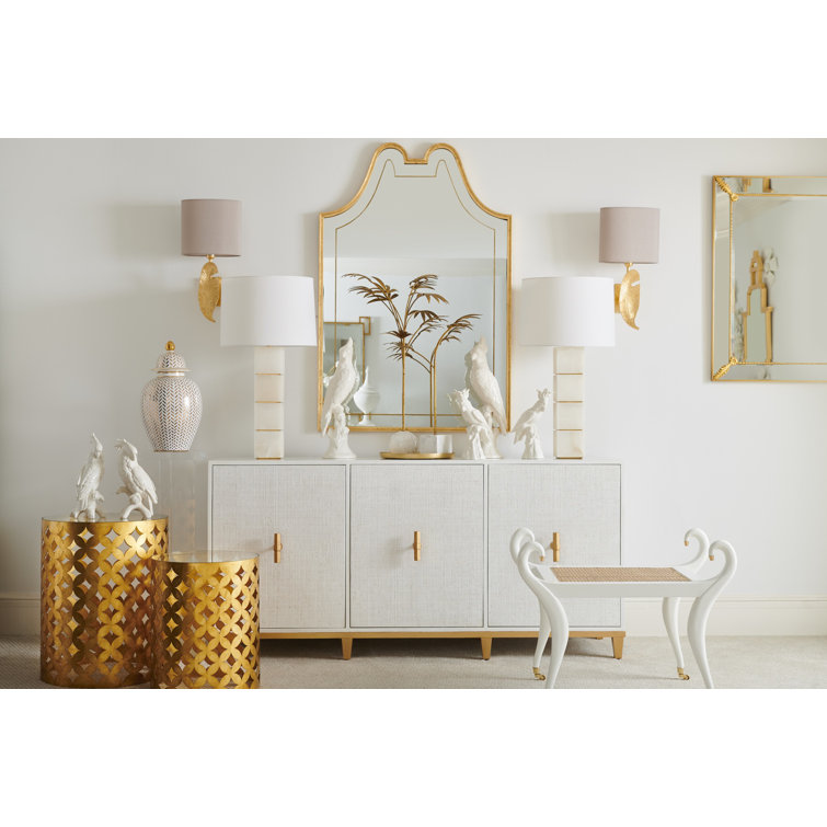 Pam Cain Antique Gold Square Marble Top End Table