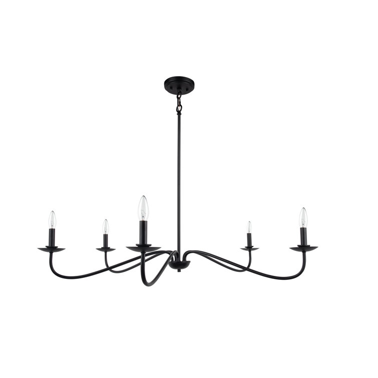 Black Metal 5-Light Candle Style Chandelier