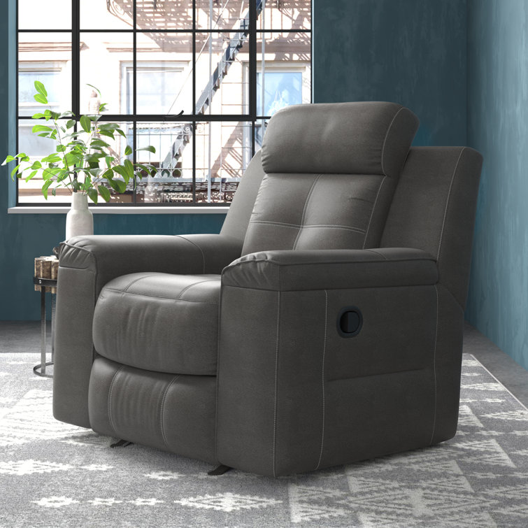 Dark Gray Faux Leather Contemporary Recliner