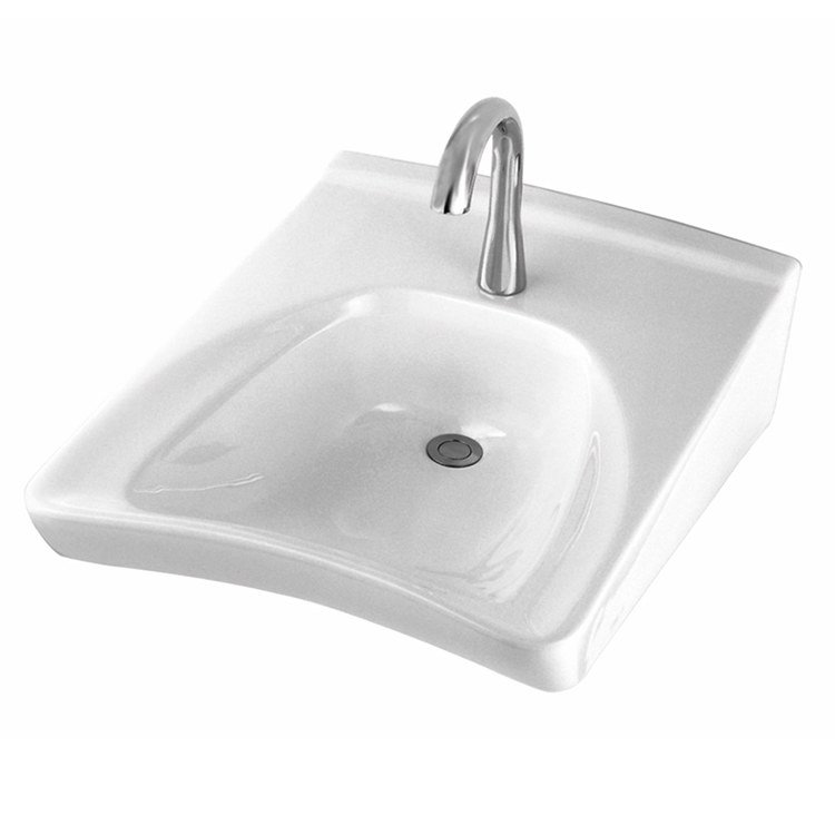 Modern 20.5" Wall-Mount Rectangular Ceramic Sink in Cotton White