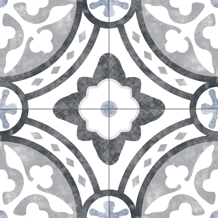 Luv Amore 8" Gray Glazed Porcelain Patterned Tile