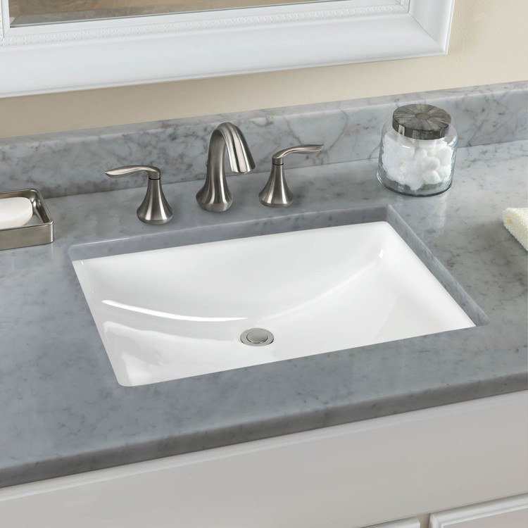 Modern Beige Ceramic Undermount Rectangular Bathroom Sink