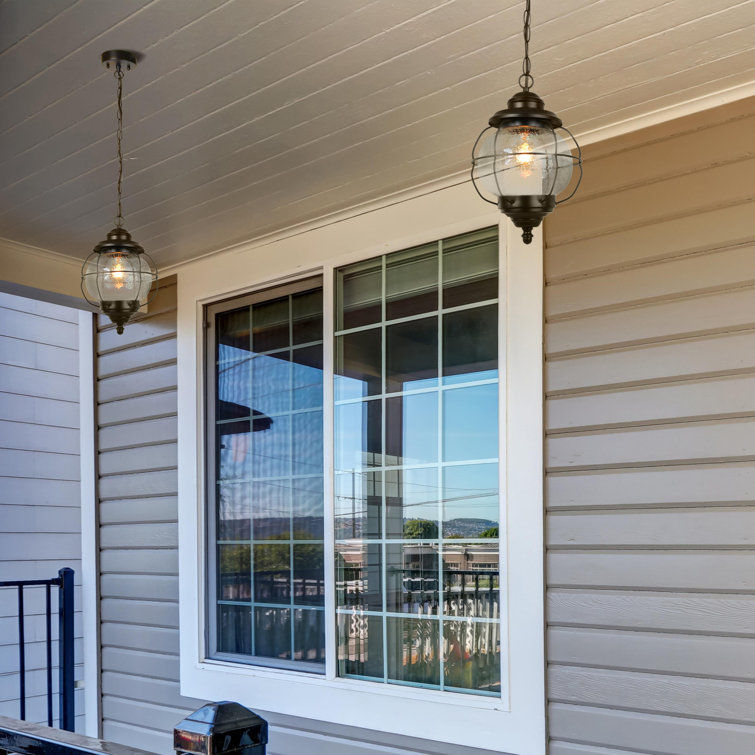 Matte Black Aluminum Globe Outdoor Pendant Light