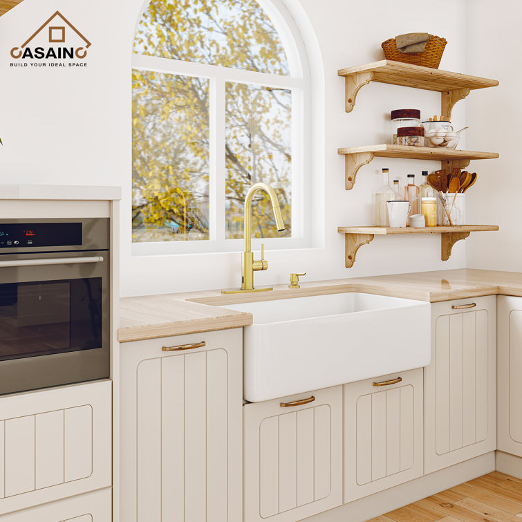 Brushed Gold Stainless Steel Pull-Down Kitchen Faucet with Infrared Sensor