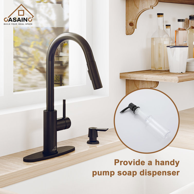 Matte Black Stainless Steel Pull Down Sprayer Kitchen Faucet