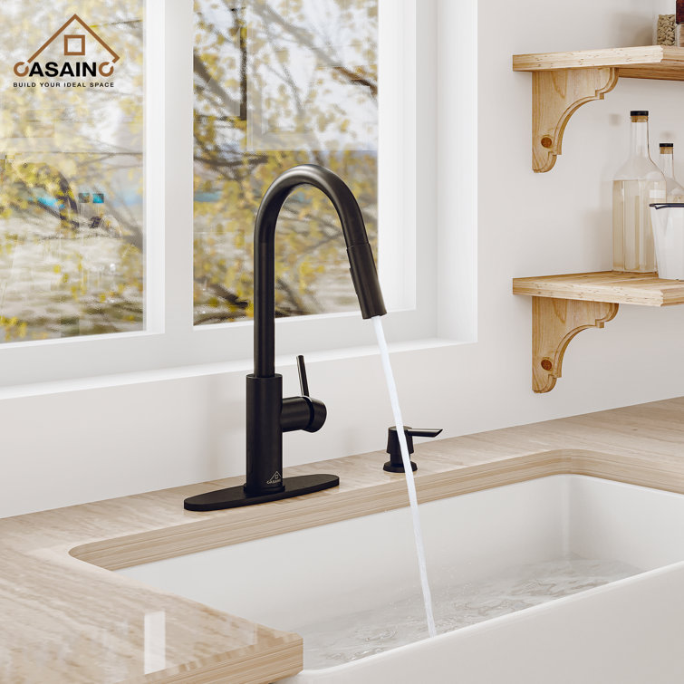 Matte Black Stainless Steel Pull Down Sprayer Kitchen Faucet