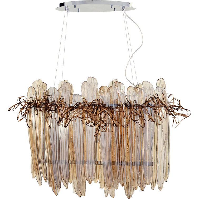 Contemporary Copper & Glass 35.5" Island Chandelier