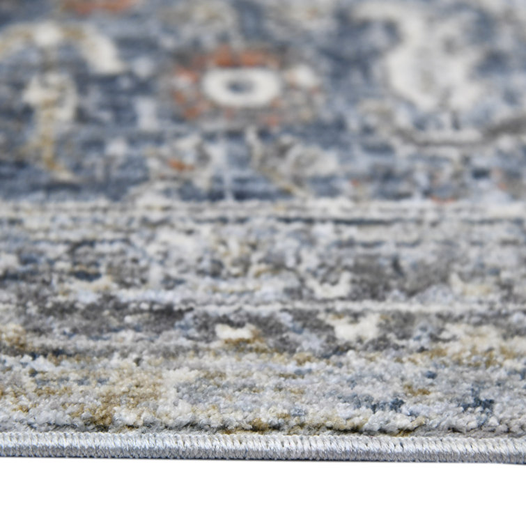 Ivory and Gray Oriental Synthetic 2' x 3' Area Rug