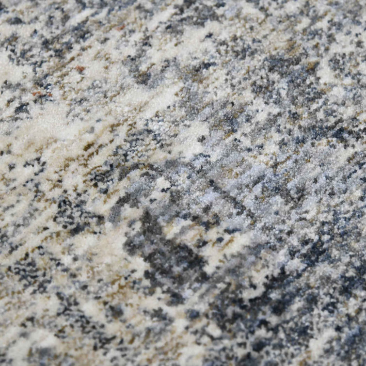 Gray and Beige Synthetic Oriental Rectangular Area Rug 7'10" x 9'10"