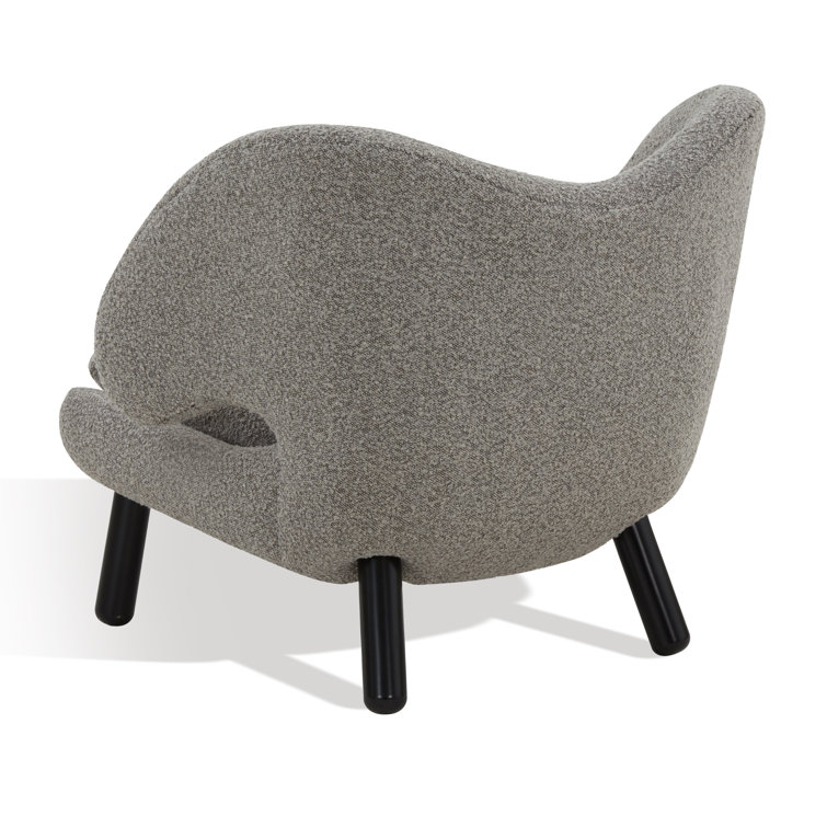 Felicia Light Grey Boucle Barrel Accent Chair with Black Birchwood Legs
