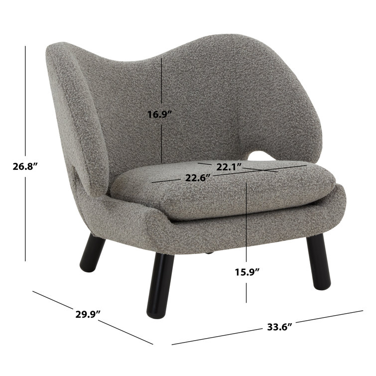 Felicia Light Grey Boucle Barrel Accent Chair with Black Birchwood Legs