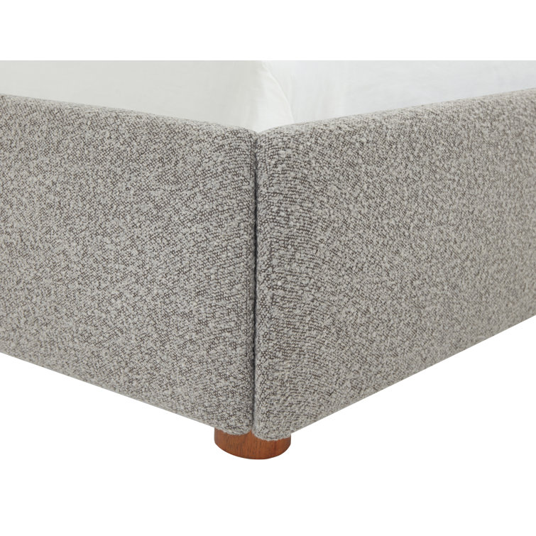 Queen Light Gray Boucle Upholstered Wood Frame Bed with Headboard