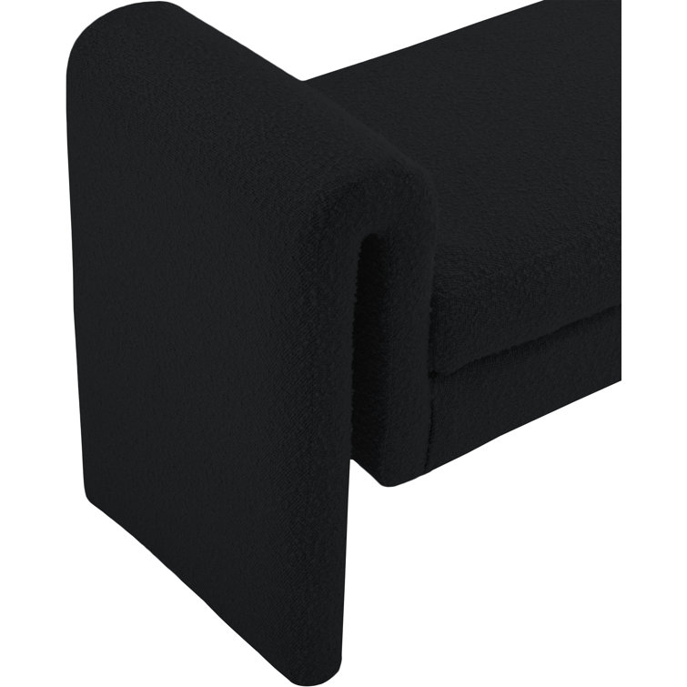 Contemporary Black Boucle Fabric Upholstered Bench