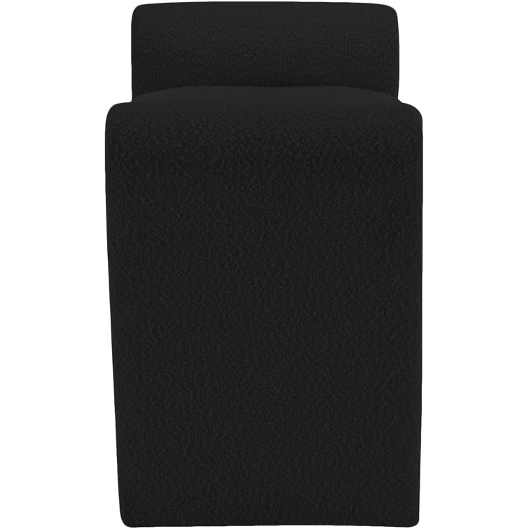 Contemporary Black Boucle Fabric Upholstered Bench