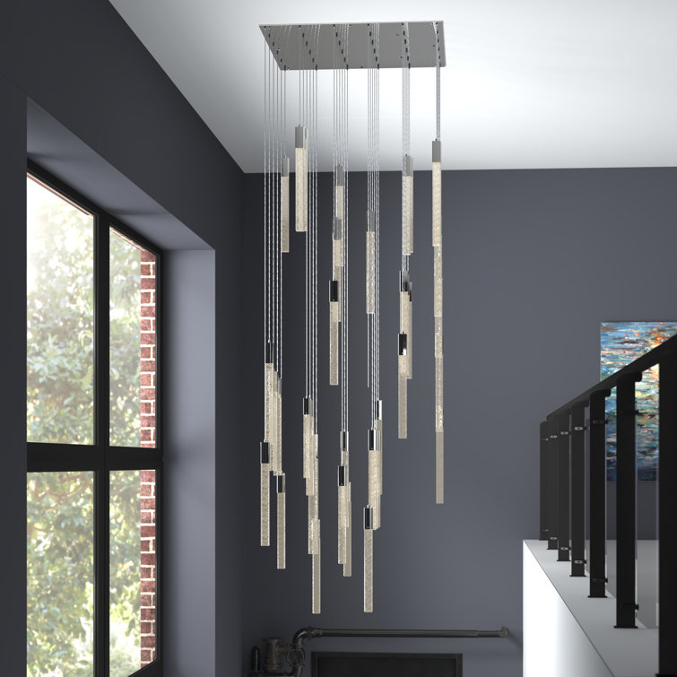 Chrome 36-Light LED Pendant with Glass and Metal