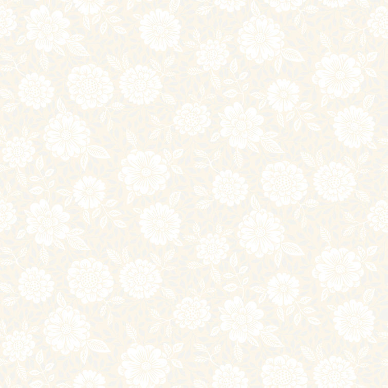 Cream Floral Non-Woven Removable Wallpaper Roll
