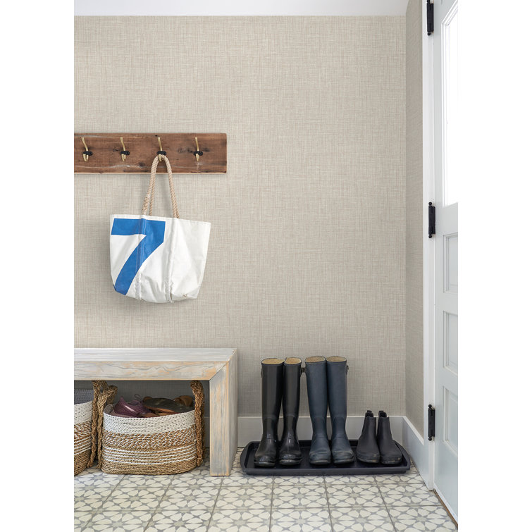 Taupe Vinyl-Coated Non-Pasted Washable Wallpaper Roll