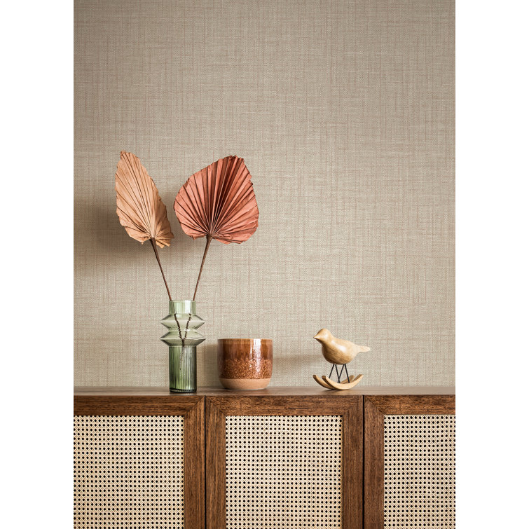 Taupe Vinyl-Coated Non-Pasted Washable Wallpaper Roll