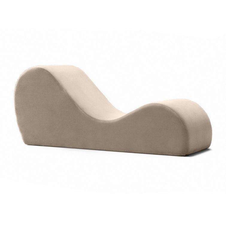 Beige Foam Armless Yoga Chaise Lounge with Removable Cover