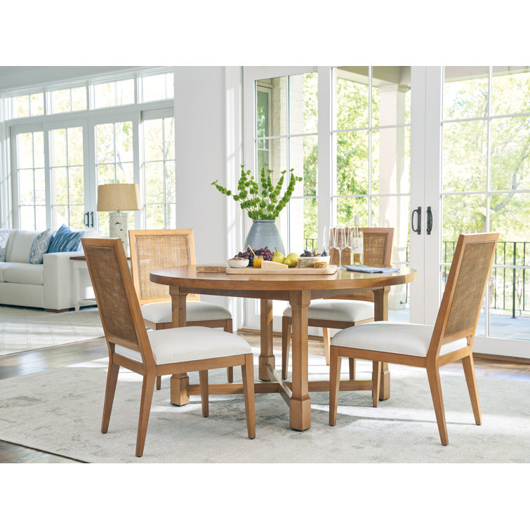 58" Brown Wood Extendable Round Farmhouse Dining Table