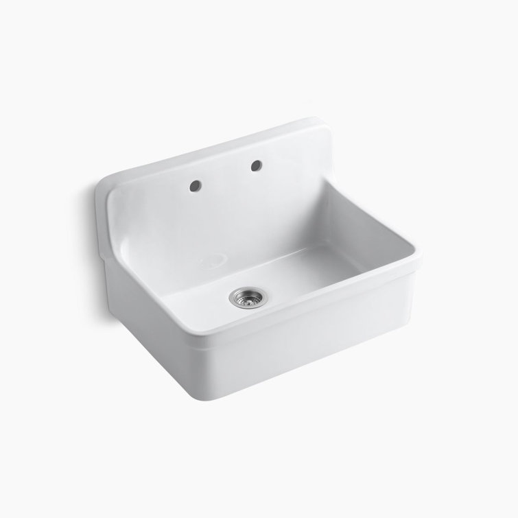 White Ceramic Farmhouse Single-Bowl Kitchen Sink
