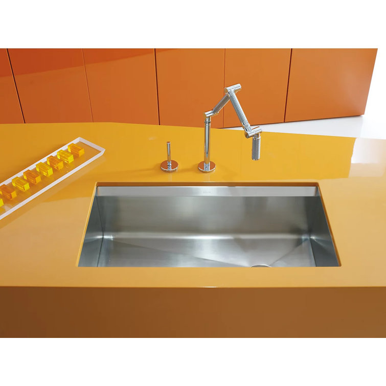 33" Satin Stainless Steel Undermount Single Bowl Kitchen Sink
