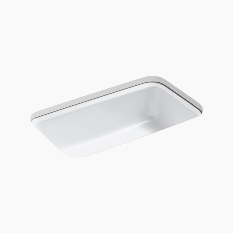 White Cast Iron Single Bowl Undermount Kitchen Sink