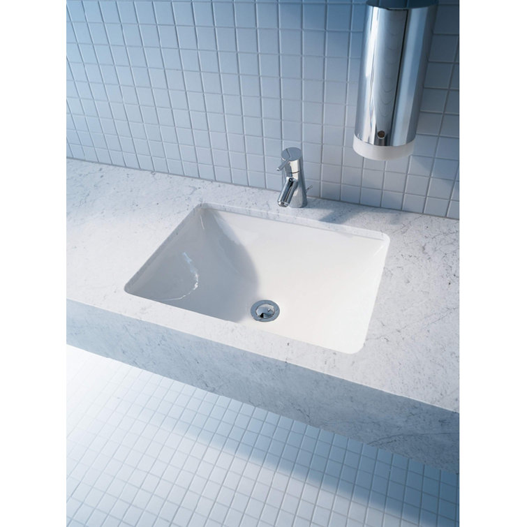 Modern Minimalist White Ceramic Square Undermount Bathroom Sink