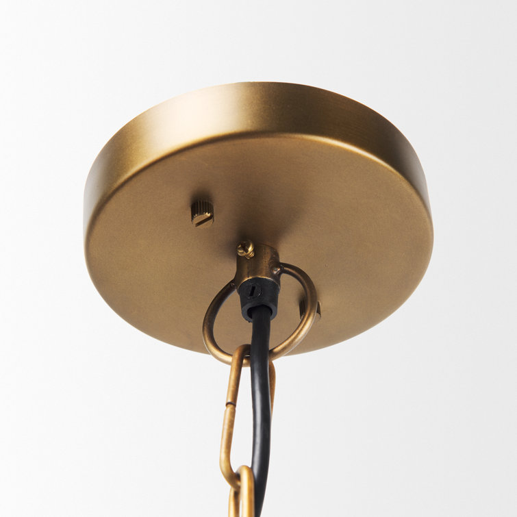 Willson Black and Antique Brass Glass Bowl Pendant Light