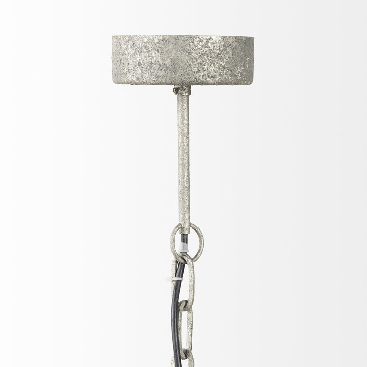 White Beaded 6-Light Candle Chandelier