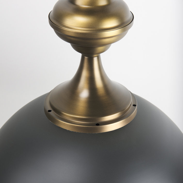 Willson Black and Antique Brass Glass Bowl Pendant Light