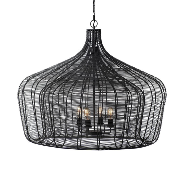 Camila 40" Black Metal Candle Style Chandelier