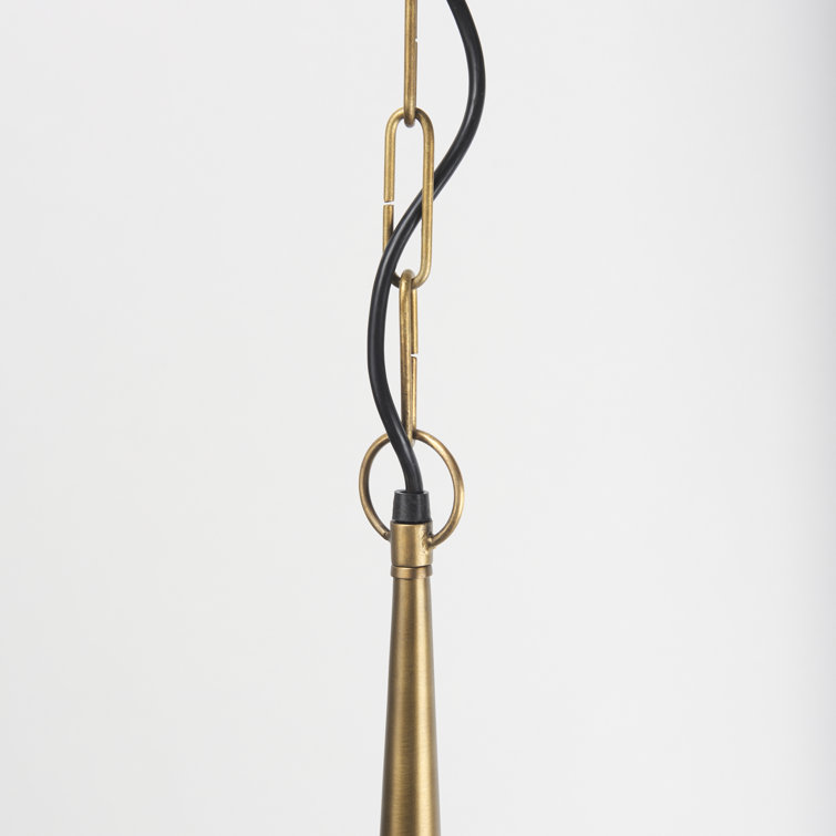 Willson Black and Antique Brass Glass Bowl Pendant Light