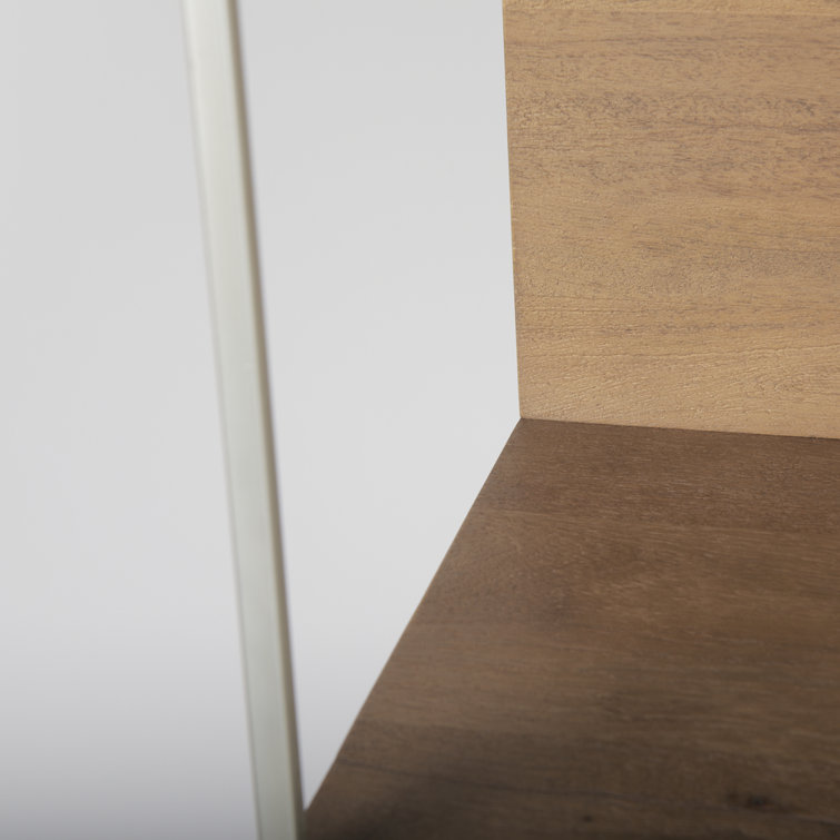 Sagan Narrow Brown Wood and Silver Metal Etagere Bookcase