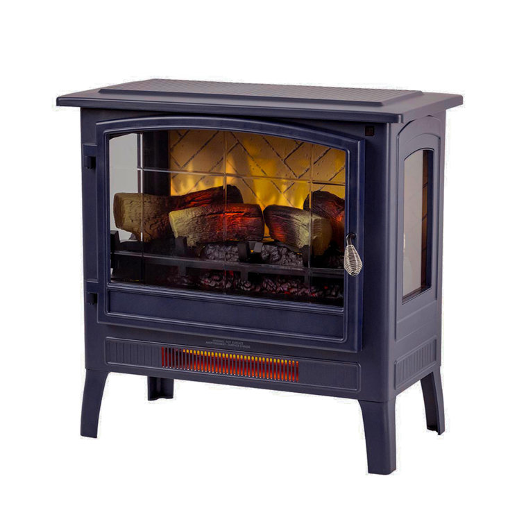 Navy Blue Freestanding Electric Fireplace Stove with Mantel