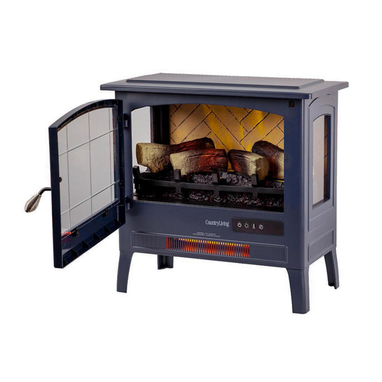Navy Blue Freestanding Electric Fireplace Stove with Mantel
