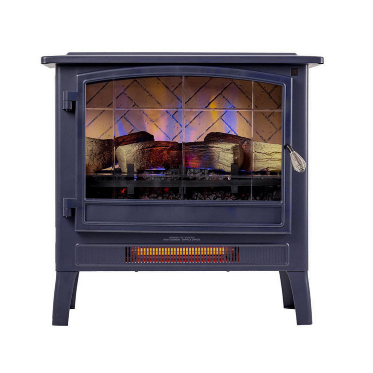 Navy Blue Freestanding Electric Fireplace Stove with Mantel