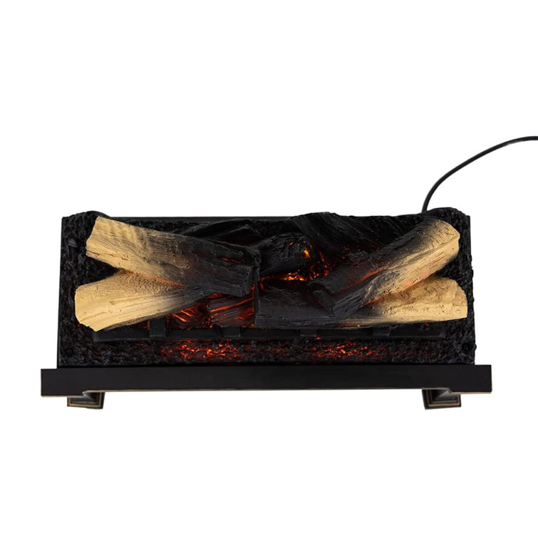 20-Inch Black Electric Fireplace Log Set with Faux Wood