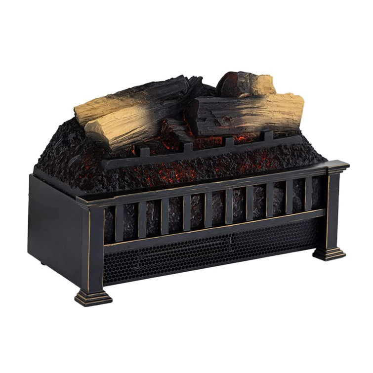 20-Inch Black Electric Fireplace Log Set with Faux Wood