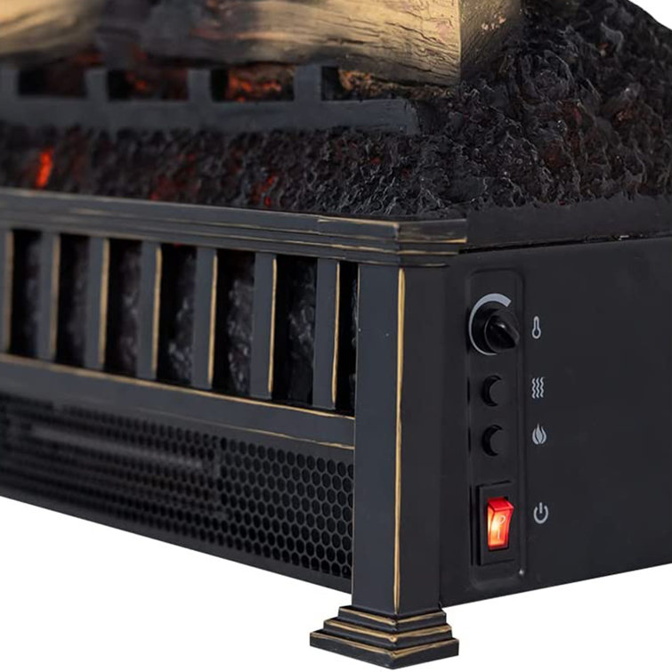 20-Inch Black Electric Fireplace Log Set with Faux Wood