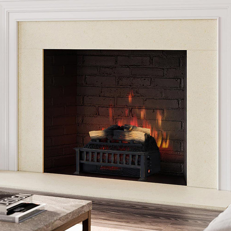 20-Inch Black Electric Fireplace Log Set with Faux Wood